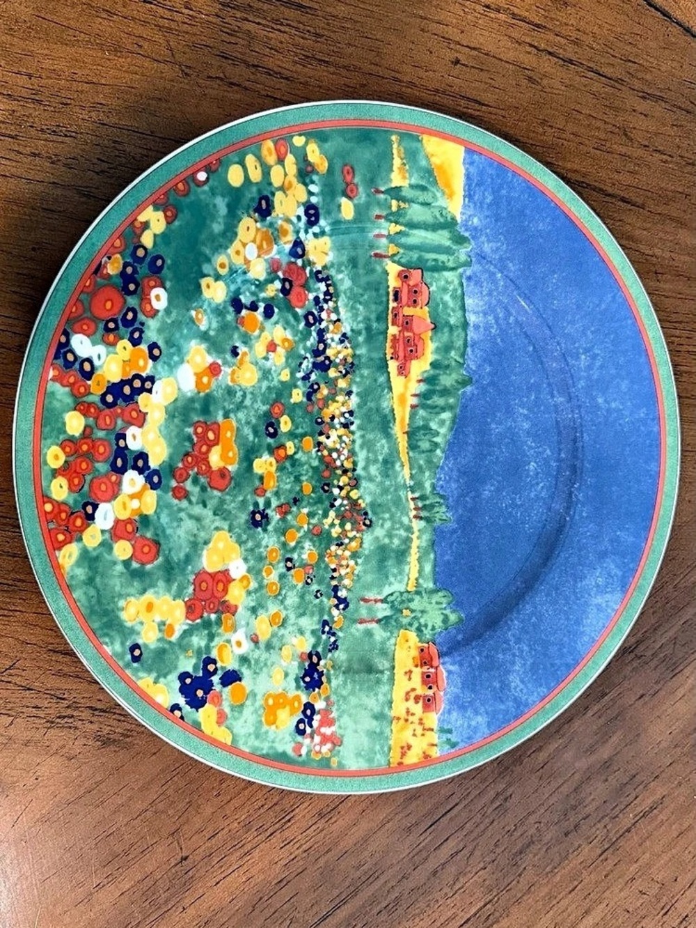 Villeroy & Boch Round Porcelain charger, Monet, 12in Blue Green Floral Landscape